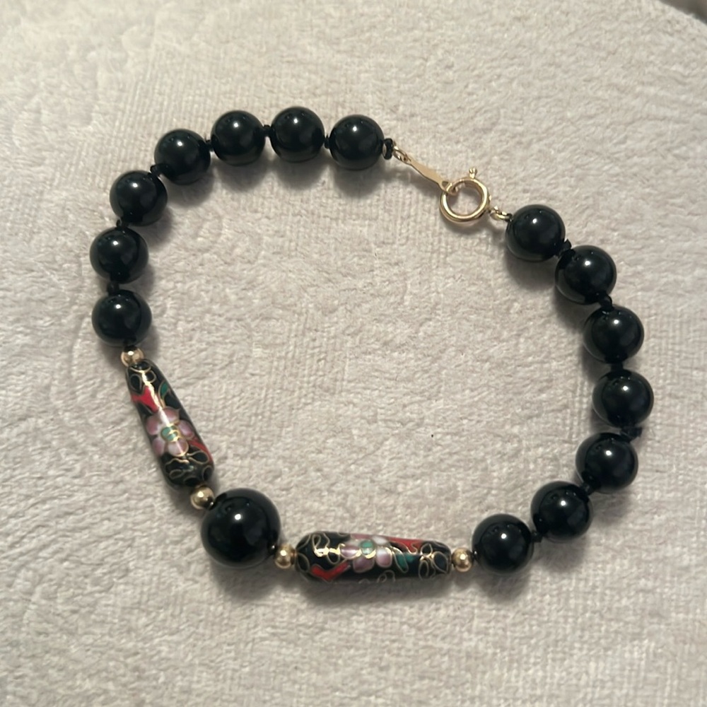 14K Gold Cloisonné Bracelet